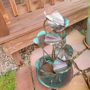 Vintage Copper Fountain 1995 R. Marquez Design. 3' Tall, 18" Base. Beautiful!